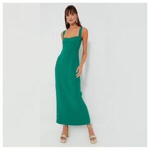 NEW Saloni Rachel C Poly Crepe Sheath Sleeveless Emerald Green Dress size 6